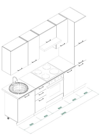 Гарнитур кухонный МК НОРД Комплект №8 2,4м Дуб Крафт Серый (K002 PW) в Тольятти - изображение 8