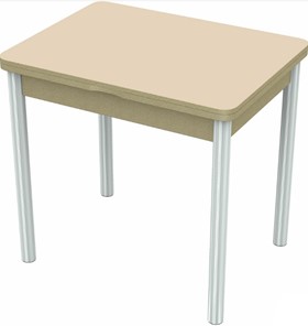 Маленький стол Бари хром №6 (стекло молочное/дуб выбеленный) в Самаре