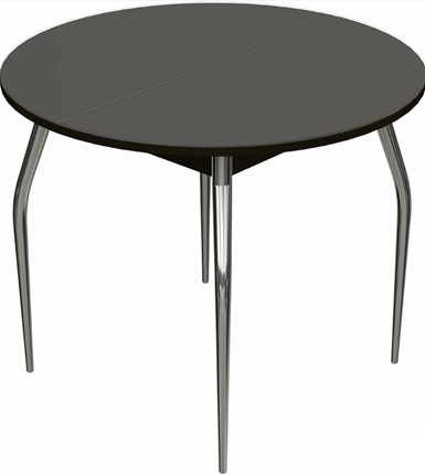 Кухонный стол раздвижной Ривьера исп. круг хром №5 (стекло коричневое/венге) в Самаре - изображение