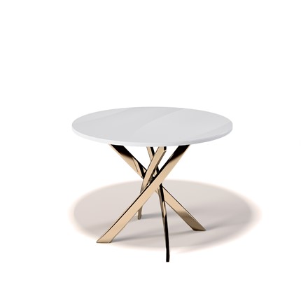 Обеденный стол Kenner R1000 (Золото/Стекло белое глянец) в Тольятти - изображение