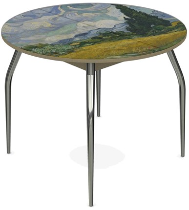 Кухонный стол раскладной Ривьера исп. круг хром №5 (Exclusive h254/белый) в Сызрани - изображение