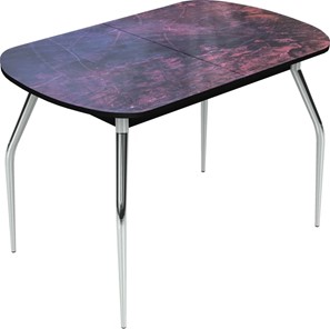Кухонный стол раскладной Ривьера исп.2 хром №5 (Exclusive h155/черный) в Самаре - предосмотр