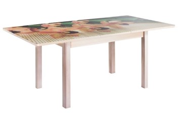Кухонный стол раскладной Айсберг-01 СТФ дуб молочный/фотопечать бамбук/41 прямые массив дуб молочный в Самаре