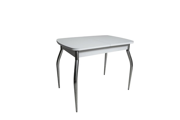 Обеденный раздвижной стол ПГ-01СТ белое/белое/хром фигурные в Самаре - изображение