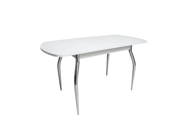 Кухонный раздвижной стол ПГ-02СТ белое/белое/крашенные фигурные в Самаре - изображение 1