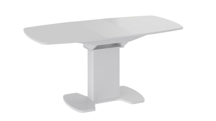 Обеденный раздвижной стол Портофино (СМ(ТД)-105.02.11(1)), цвет Белый глянец/Стекло белое в Тольятти - изображение 1