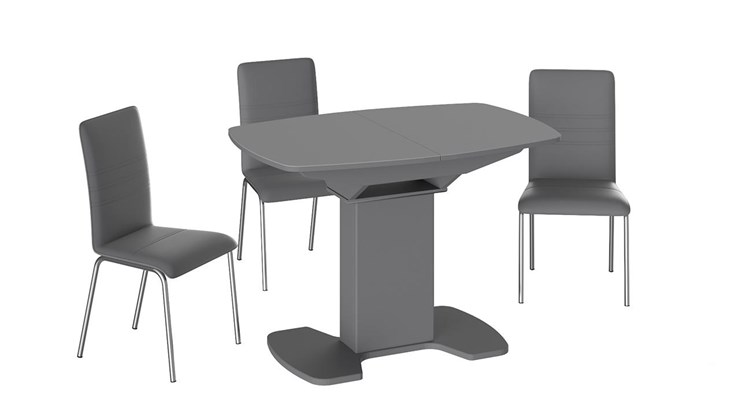 Кухонный стол раскладной Портофино (СМ(ТД)-105.01.11(1)), цвет Серое/Стекло серое матовое LUX в Самаре - изображение 2