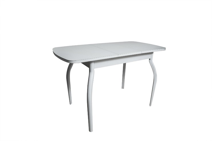 Обеденный раздвижной стол ПГ-01СТ белое/белое/хром фигурные в Самаре - изображение 1