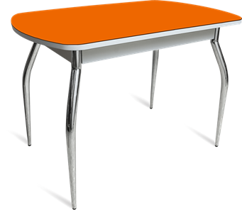 Стол обеденный ПГ-04 СТ белое/оранжевое/хром фигурные в Сызрани - предосмотр