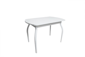 Кухонный раздвижной стол ПГ-02СТ белое/белое/крашенные фигурные в Сызрани - предосмотр