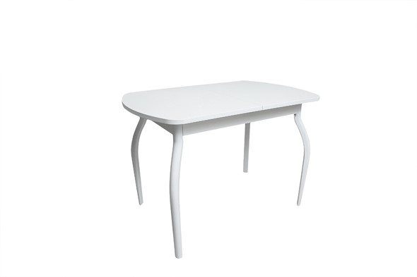 Кухонный раздвижной стол ПГ-02СТ белое/белое/крашенные фигурные в Самаре - изображение