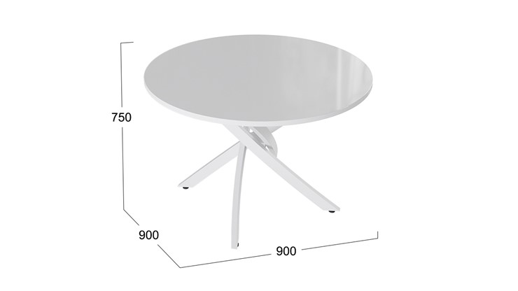 Стол обеденный Diamond тип 2 (Белый муар/Белый глянец) в Сызрани - изображение 1