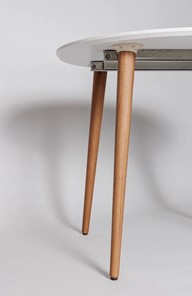 Обеденный круглый раздвижной стол Белая Эмаль д. 90 см МДФ ножки светлый орех в Самаре - предосмотр 20
