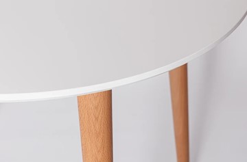 Обеденный круглый раздвижной стол Белая Эмаль д. 90 см МДФ ножки светлый орех в Тольятти - предосмотр 21