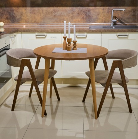 Кухонный стол круглый Орех Гварнери д. 90 см ЛДСП в Тольятти - изображение 2