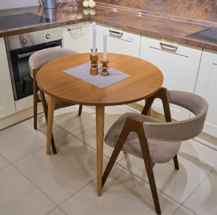 Кухонный стол круглый Орех Гварнери д. 90 см ЛДСП в Самаре - изображение 3