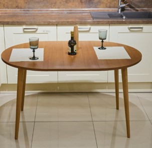Кухонный стол круглый Орех Гварнери д. 90 см ЛДСП в Самаре - предосмотр 6