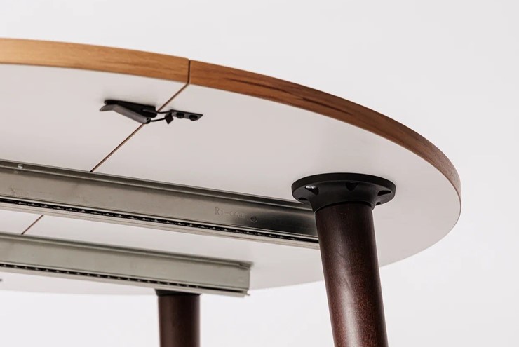 Обеденный круглый раздвижной стол Шпон Ореха д. 90 см МДФ ножки вишня в Тольятти - изображение 3