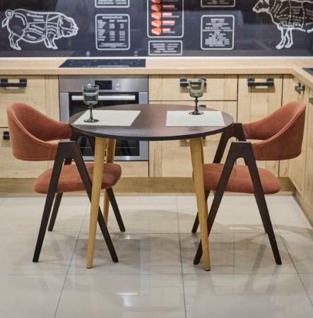 Кухонный раздвижной круглый стол Венге 90*90 см ЛДСП в Тольятти - изображение 7
