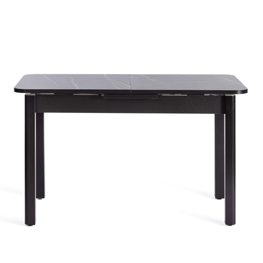 Кухонный раздвижной стол ALIGERY ЛДСП/HPL/опора-массив березы, 130х75+30х75, Мрамор чёрный/чёрный арт.20607 в Самаре - изображение 2