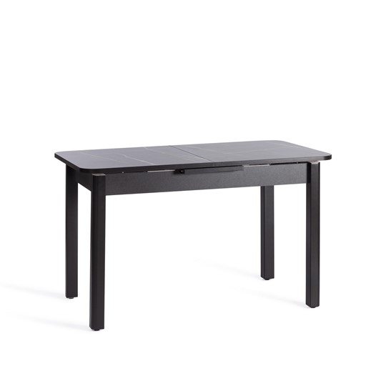 Кухонный раздвижной стол ALIGERY ЛДСП/HPL/опора-массив березы, 130х75+30х75, Мрамор чёрный/чёрный арт.20607 в Самаре - изображение 3