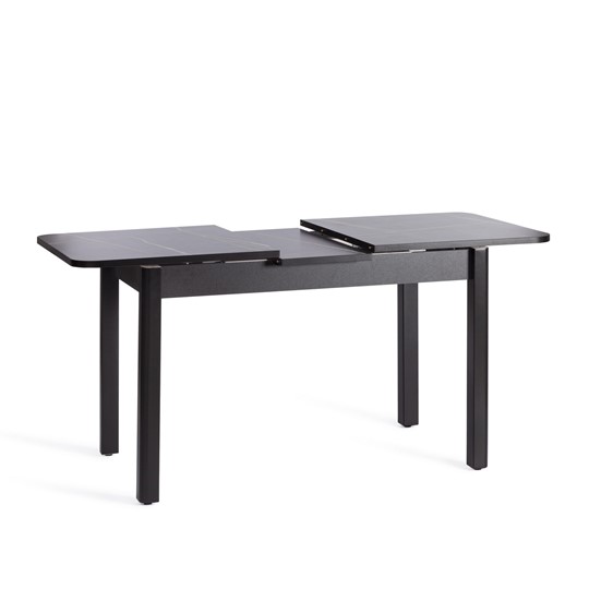 Кухонный раздвижной стол ALIGERY ЛДСП/HPL/опора-массив березы, 130х75+30х75, Мрамор чёрный/чёрный арт.20607 в Самаре - изображение 4