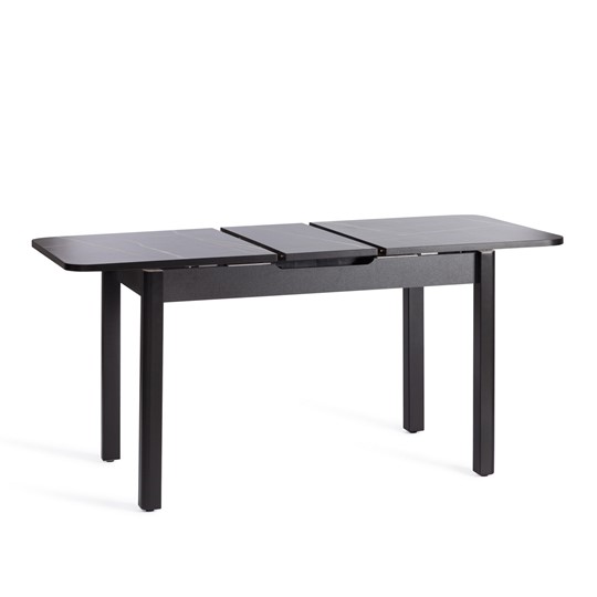 Кухонный раздвижной стол ALIGERY ЛДСП/HPL/опора-массив березы, 130х75+30х75, Мрамор чёрный/чёрный арт.20607 в Самаре - изображение 5