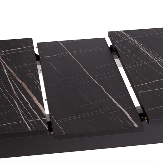Кухонный раздвижной стол ALIGERY ЛДСП/HPL/опора-массив березы, 130х75+30х75, Мрамор чёрный/чёрный арт.20607 в Самаре - изображение 8