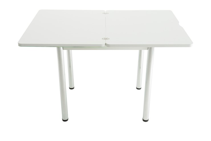 Кухонный стол раскладной Бари дерево №8 (стекло белое/белый) в Самаре - изображение 4