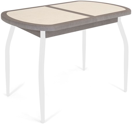 Обеденный раздвижной стол Будапешт-мини ПЛ (ноги белые, плитка бежевая/серый камень) в Самаре - изображение