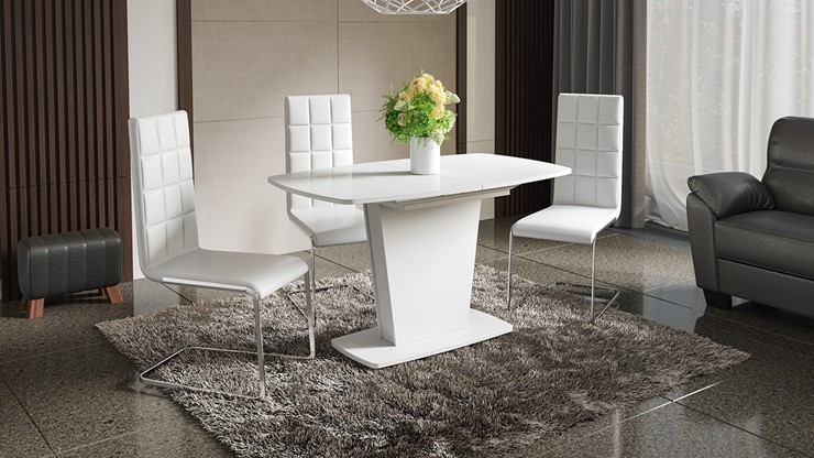 Раздвижной стол Честер тип 2, цвет Белый/Стекло белый глянец в Самаре - изображение 2