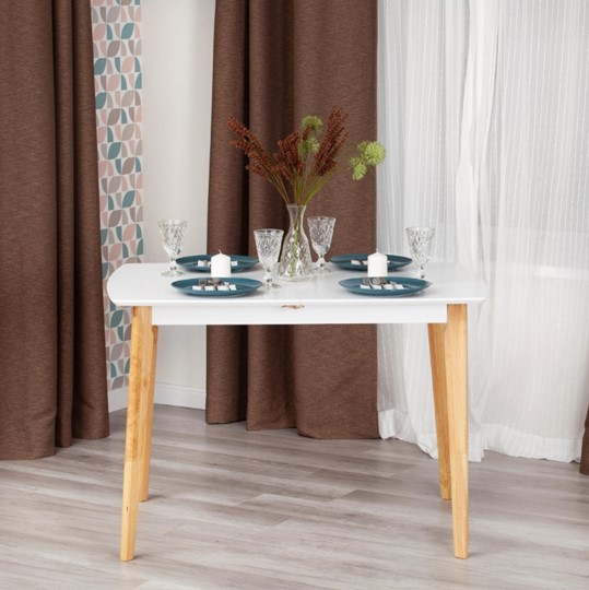 Кухонный стол раздвижной Claire, дерево гевея/МДФ, 110+30x75x75 Белый/натуральный арт.15111 в Тольятти - изображение 11