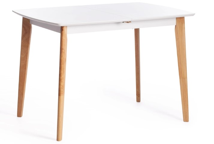 Кухонный стол раздвижной Claire, дерево гевея/МДФ, 110+30x75x75 Белый/натуральный арт.15111 в Сызрани - изображение 3