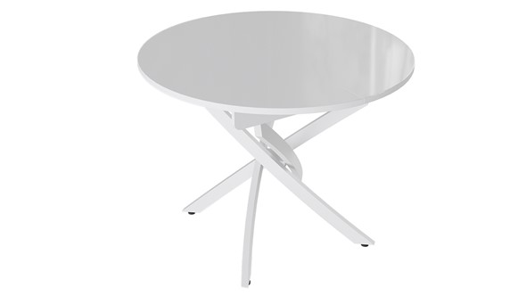 Раздвижной стол Diamond тип 3 (Белый муар/Белый глянец) в Тольятти - изображение