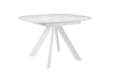 Кухонный раскладной стол DikLine BK100 Керамика Белый мрамор/подстолье белое/опоры белые в Сызрани