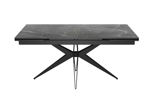 Кухонный раздвижной стол DikLine KW160 мрамор С45 (керамика черная)/опоры черные в Самаре - изображение
