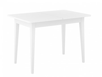 Обеденный раздвижной стол Dikline M110 Белый/стекло белое сатин/ножки MM белые в Самаре