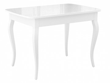 Обеденный раздвижной стол Dikline M120 Белый/стекло белое глянец/ножки MC белые в Самаре