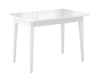 Кухонный стол раскладной Dikline M120 Белый/стекло белое глянец/ножки MM белые в Самаре - предосмотр