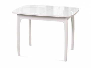 Кухонный стол раздвижной Dikline M40 стекло белое/ножки белые в Самаре - предосмотр