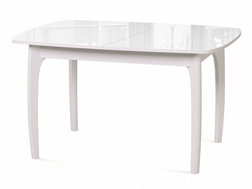 Обеденный раздвижной стол Dikline M20 стекло белое/ножки белые в Самаре - предосмотр