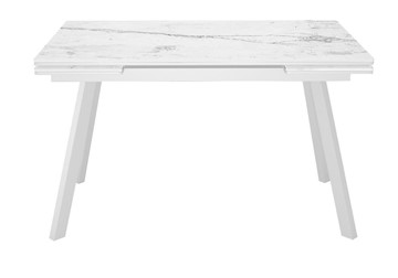 Раздвижной стол DikLine SKA125 Керамика Белый мрамор/подстолье белое/опоры белые (2 уп.) в Самаре - предосмотр