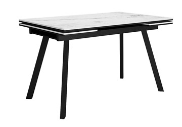 Кухонный стол раскладной DikLine SKA125 Керамика Белый мрамор/подстолье черное/опоры черные (2 уп.) в Сызрани