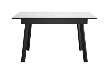 Кухонный стол раздвижной DikLine SKH125 Керамика Белый мрамор/подстолье черное/опоры черные (2 уп.) в Сызрани