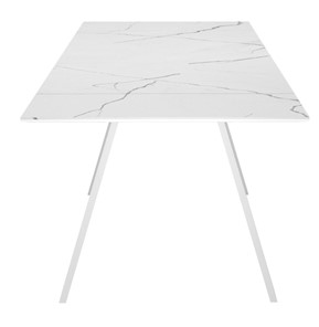 Кухонный стол раскладной DikLine SKM140 Керамика Белый мрамор/подстолье белое/опоры белые (2 уп.) в Сызрани - предосмотр 4