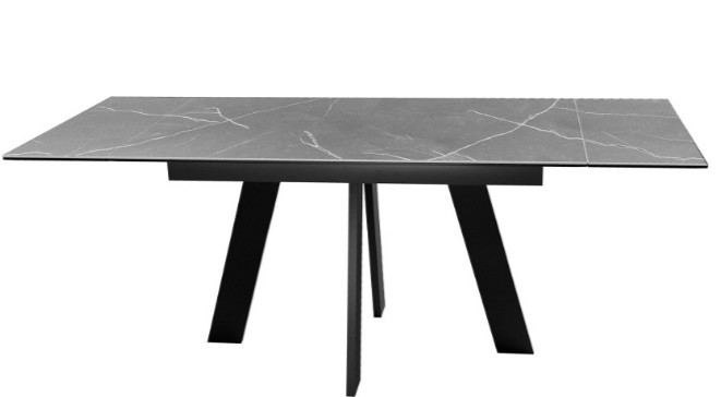 Кухонный раскладной стол DikLine SKM140 Керамика серый мрамор/подстолье черное/опоры черные (2 уп.) в Сызрани - изображение 2