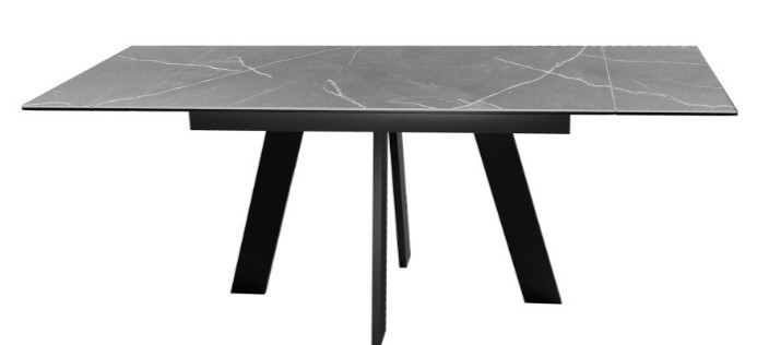 Кухонный раскладной стол DikLine SKM140 Керамика серый мрамор/подстолье черное/опоры черные (2 уп.) в Сызрани - изображение 4