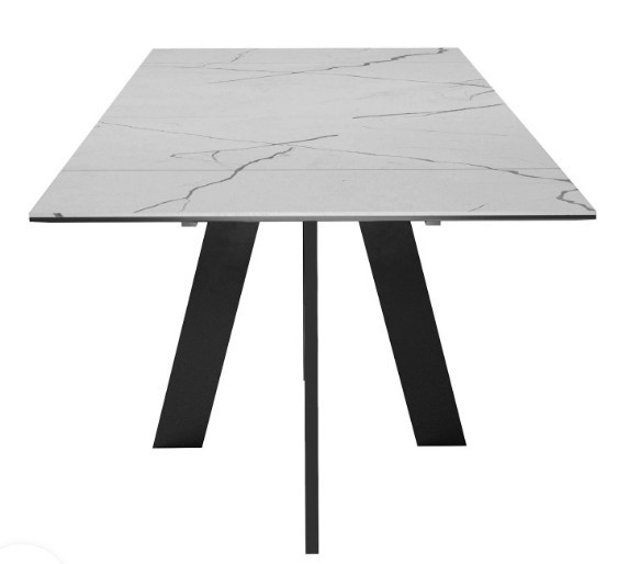 Кухонный раскладной стол DikLine SKM140 Керамика серый мрамор/подстолье черное/опоры черные (2 уп.) в Сызрани - изображение 6