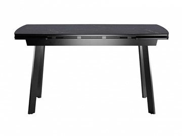 Кухонный стол раскладной Dikline US140 Стекло мрамор черный сатин/ножки черные в Тольятти - предосмотр 1