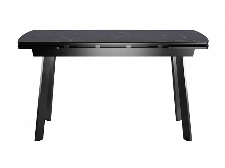 Кухонный стол раскладной Dikline US140 Стекло мрамор черный сатин/ножки черные в Тольятти - изображение 1